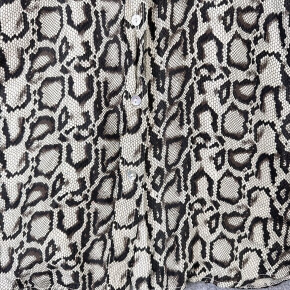 100% Silk Animal Print Blouse Women’s Medium Long Sleeve Button Front Top‎ - Picture 3 of 11